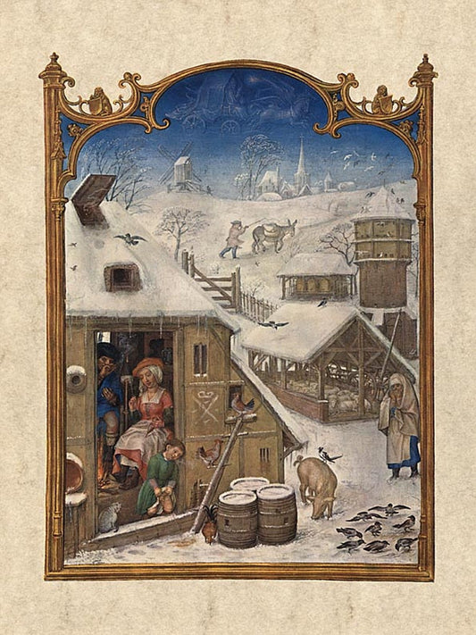 Breviarium Grimani-Januar, vintage artwork by Simon Bening, A3 (16x12") Poster Print