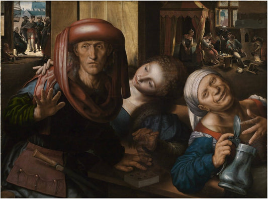 Brothel Scene, vintage artwork by Jan Sanders van Hemessen, A3 (16x12") Poster Print