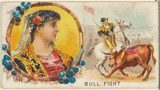 :Bull Fight from the Games and Sports series for Old Judge Cigarettes 1889, vintage artwork, 16x12"(A3) Poster Print