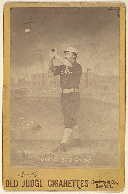 :Burns 3rd Base Chicago from the series Old Judge Cigarettes 1887, vintage artwork, 16x12"(A3) Poster Print