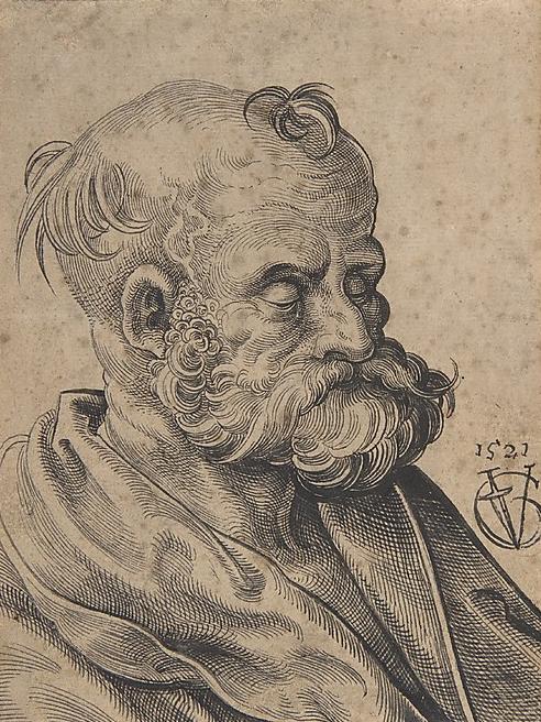 Bust of a Bearded Old Man, vintage artwork by Urs Graf, A3 (16x12") Poster Print