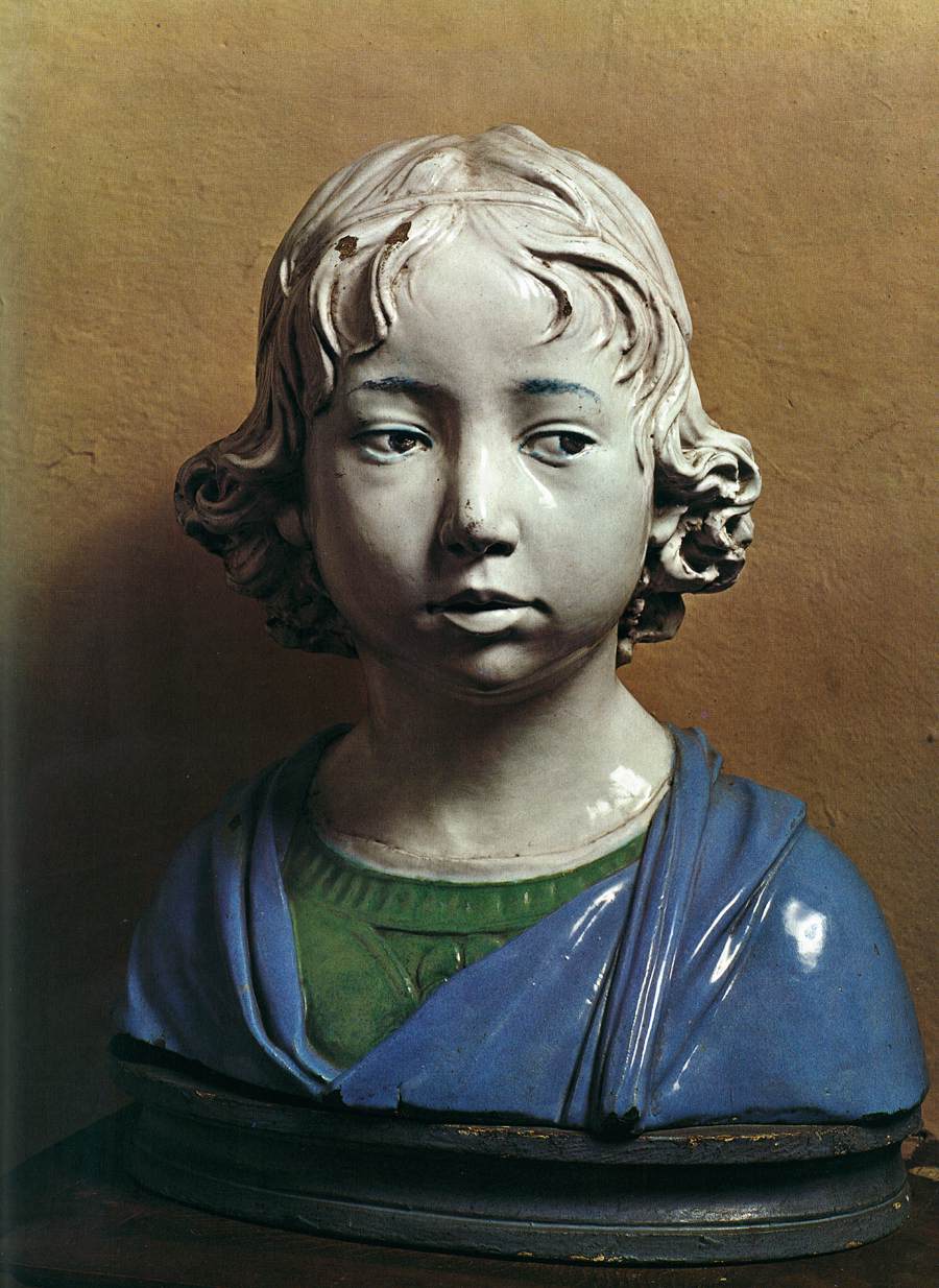 Bust of a Boy, vintage artwork by Andrea della Robbia, A3 (16x12") Poster Print