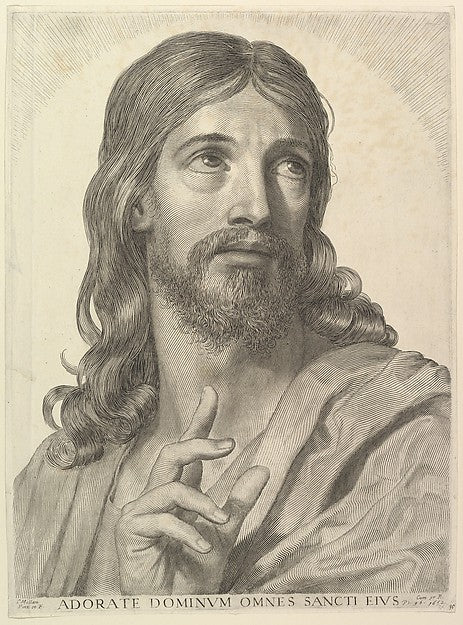 Bust of the Adult Christ 1652-Claude Mellan , vintage art, A3 (16x12") Poster Print