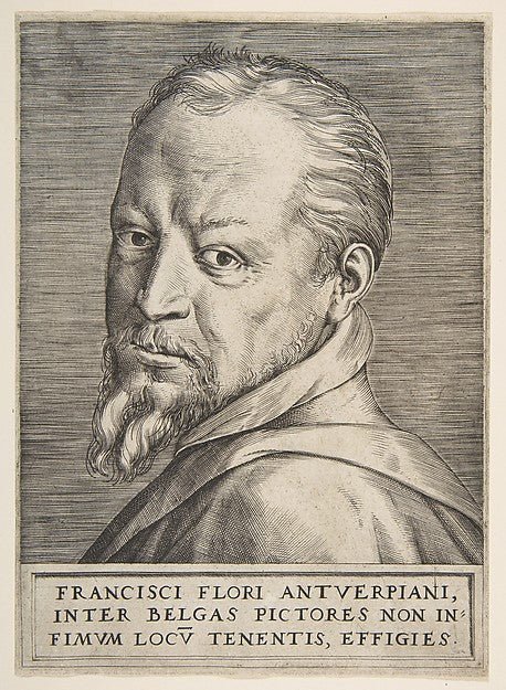 Bust portrait of Frans Floris 1531–76-Giulio Bonasone , vintage art, A3 (16x12") Poster Print