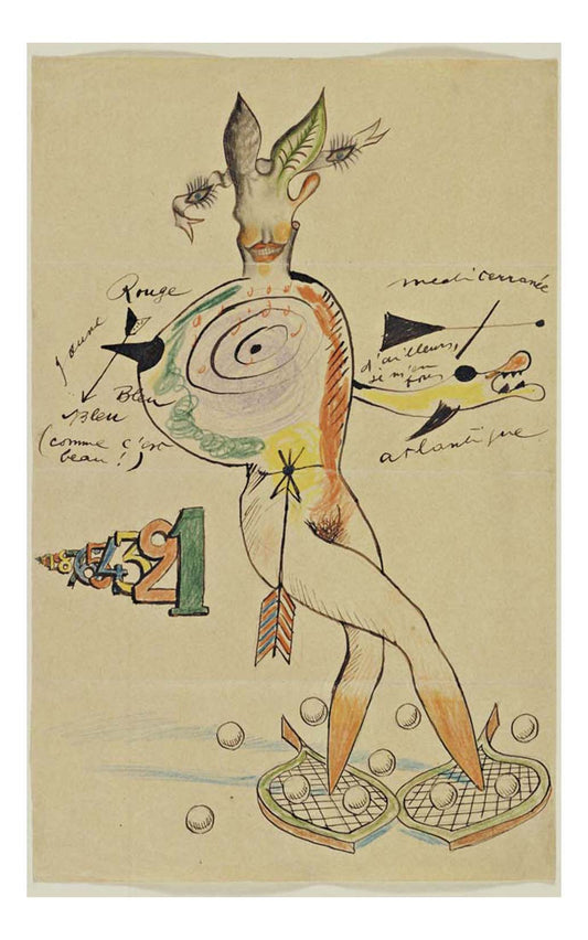 Cadavre Exquis with Yves Tanguy, Joan Miro, Max Morise and Man Ray - Nude, 16x12" (A3) Poster Print