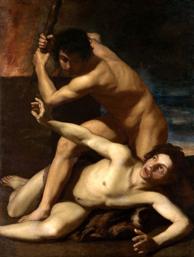 Cain Kills Abel, vintage artwork by Bartolomeo Manfredi, 12x8" (A4) Poster