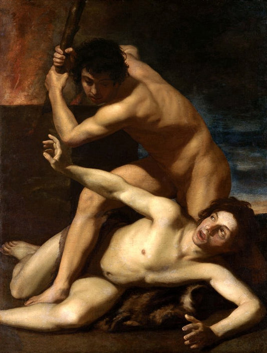 Cain Kills Abel, vintage artwork by Bartolomeo Manfredi, 12x8" (A4) Poster