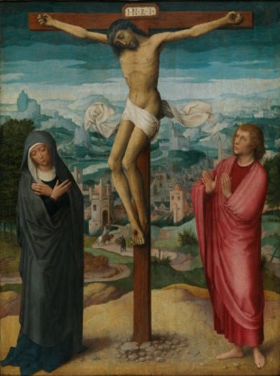 Calvary with the Virgin and Saint John, vintage artwork by Adriaen Isenbrandt, A3 (16x12") Poster Print