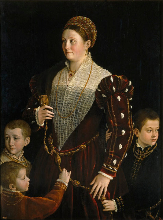 Camilla Gonzaga, Countess of San Secondo, and Her Sons, vintage artwork by Parmigianino, A3 (16x12") Poster Print