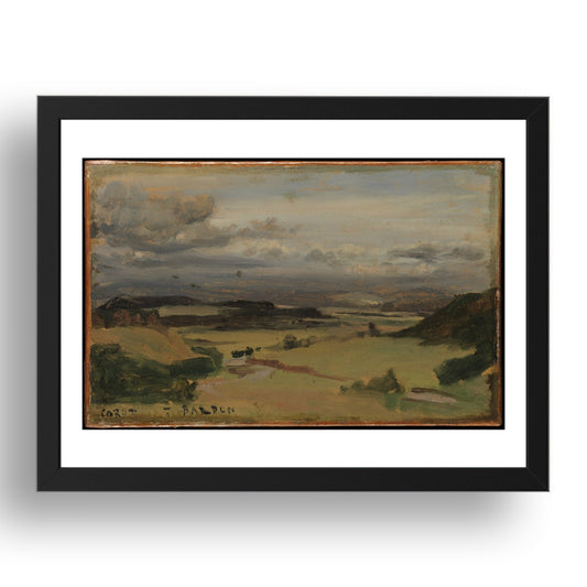 Camille Corot: Landscape at Cività Castellana (1826 or 1827), vintage artwork, A3 Size Reproduction Poster Print in 17x13" Black Frame