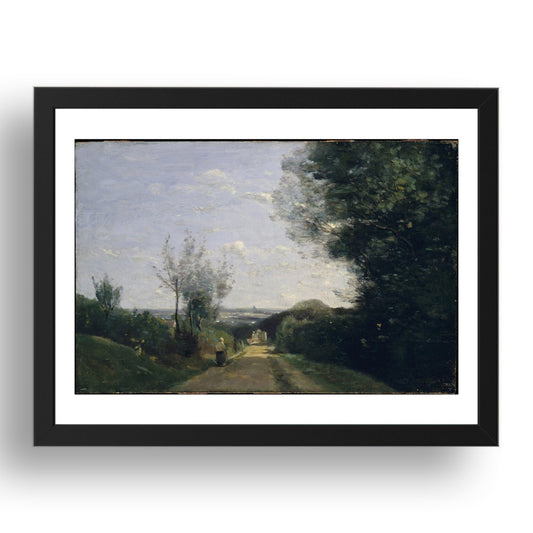 Camille Corot: The Environs of Paris (1860s), vintage artwork, A3 Size Reproduction Poster Print in 17x13" Black Frame