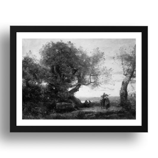 Camille Corot: The Gypsies (1872), vintage artwork, A3 Size Reproduction Poster Print in 17x13" Black Frame