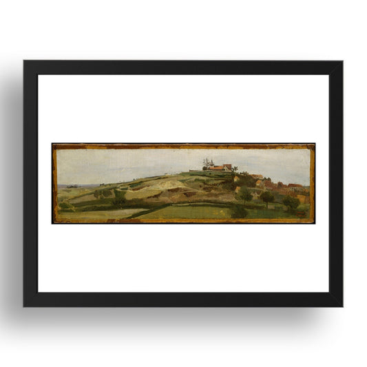Camille Corot: View of Lormes (early 1840s), vintage artwork, A3 Size Reproduction Poster Print in 17x13" Black Frame