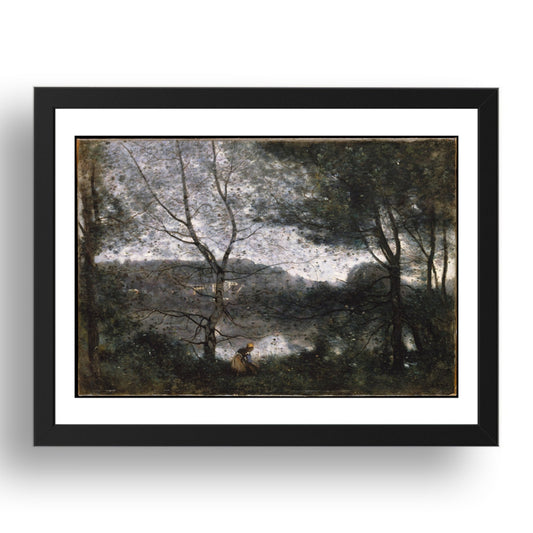 Camille Corot: Ville d'Avray (1870), vintage artwork, A3 Size Reproduction Poster Print in 17x13" Black Frame