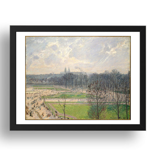 Camille Pissarro: Garden Tuileries  Winter Afternoon (1899), vintage artwork, A3 Size Reproduction Poster Print in 17x13" Black Frame