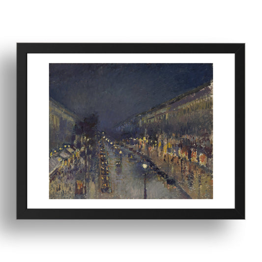 Camille Pissarro: The Boulevard Montmartre at Night, Poster in 17x13"(A3) Frame