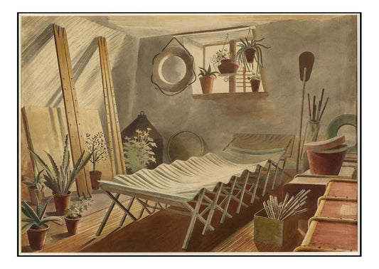 Camp Bed - by WW2 War Artist Captain Eric Ravilious, vintage art, A3 (16x12") Poster Print