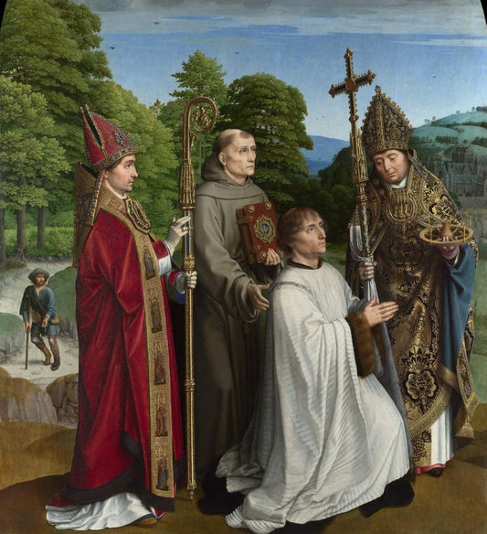 Canon Bernardin de' Salviati and Saints, vintage artwork by Gheeraert (Gerard) David, A3 (16x12") Poster Print