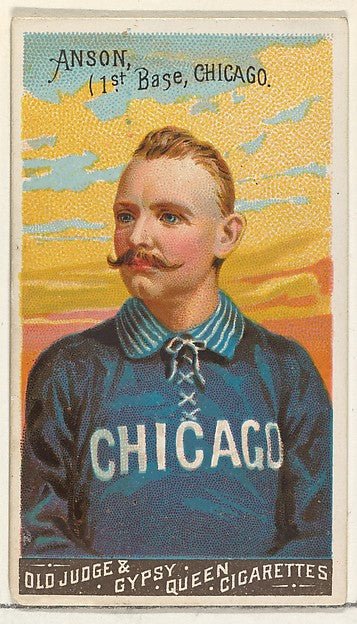 :Cap Anson 1st Base Chicago from the Goodwin Champion series for Old Judge and Gypsy Queen Cigarettes 1888, vintage artwork, 16x12"(A3) Poster Print