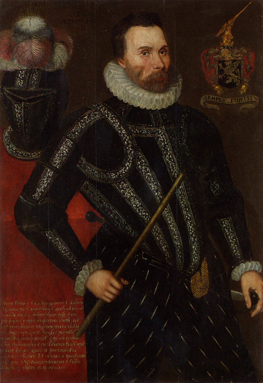 Captain Christopher Baker, vintage artwork by British School 16th Century - Unknown, A3 (16x12") Poster Print