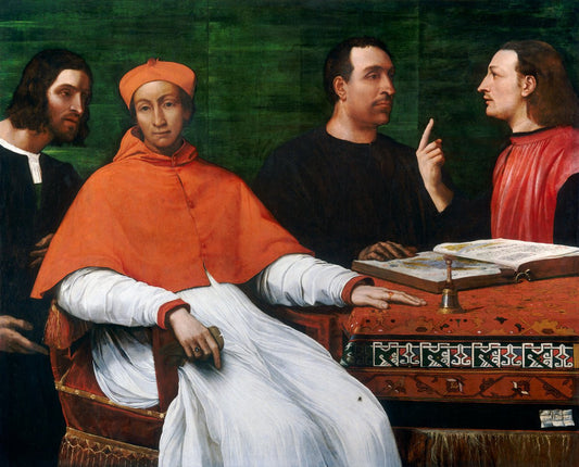 Cardinal Bandinello Sauli, His Secretary and Two Geographers, vintage artwork by Sebastiano del Piombo, A3 (16x12") Poster Print
