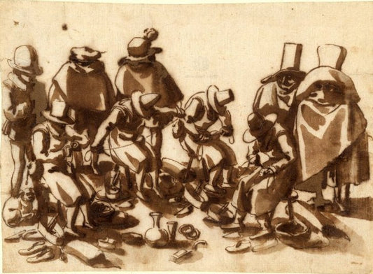 Caricatures of Cobblers and Other Characters, vintage artwork by Francesco Albani, 12x8" (A4) Poster