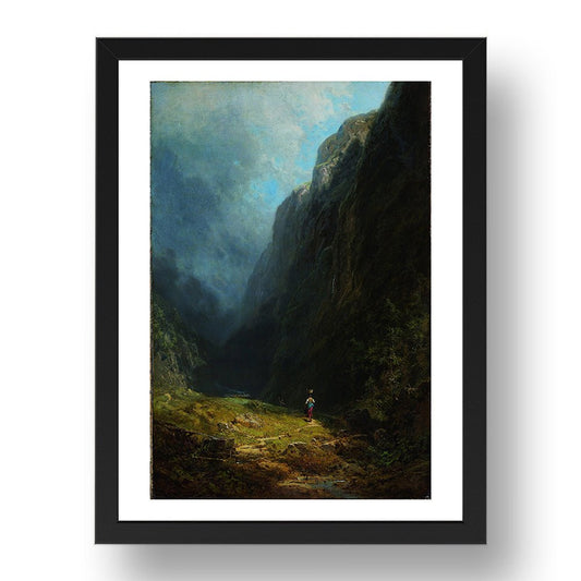 Carl Spitzweg - Alpine High Mt. Wendelstein, vintage artwork in A3 (17x13") Black Frame