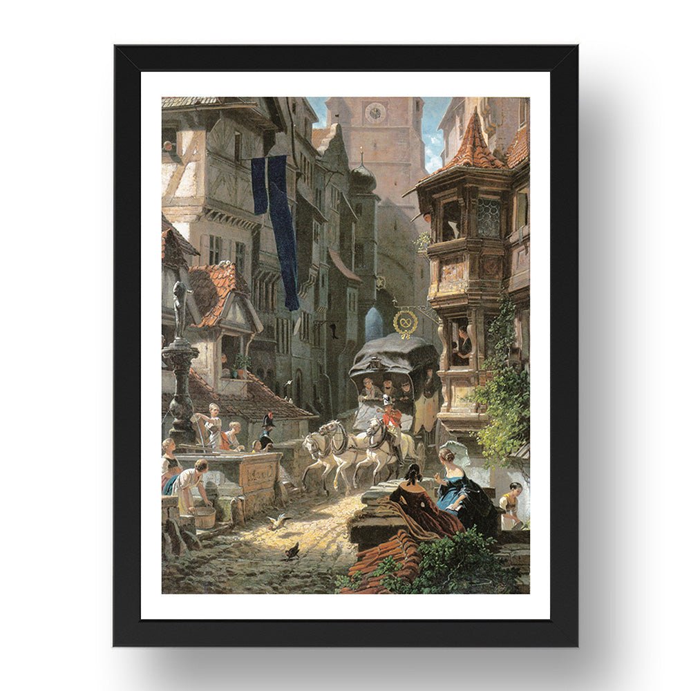 Carl Spitzweg - Arrival Of Stagecoach [c. 1859], vintage art, A3 (16x12") Poster Print