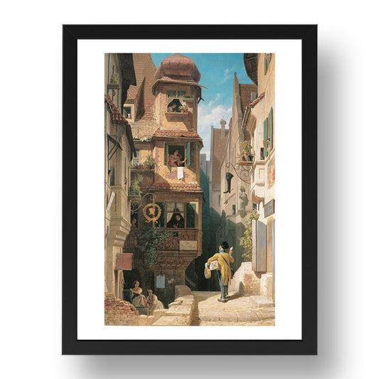 Carl Spitzweg - Letter Carrier  Rose Valley, vintage art, A3 (16x12") Poster Print