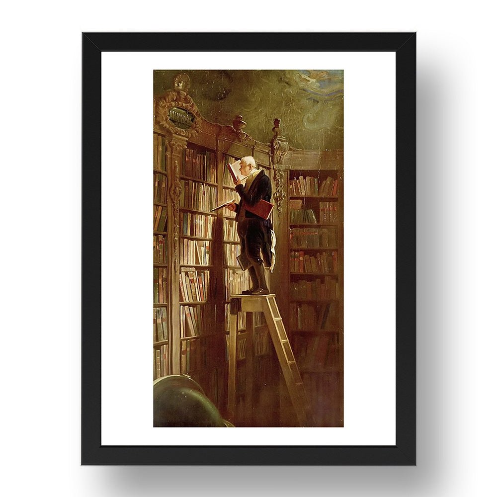 Carl Spitzweg - The Bookworm [1850], vintage artwork in A3 (17x13") Black Frame