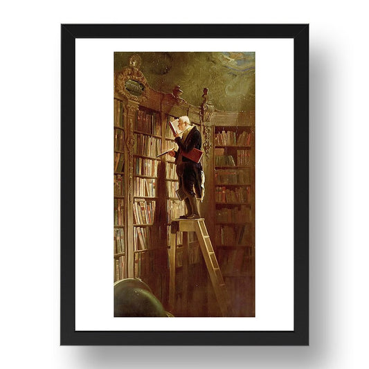Carl Spitzweg - The Bookworm [1850], vintage artwork in A3 (17x13") Black Frame