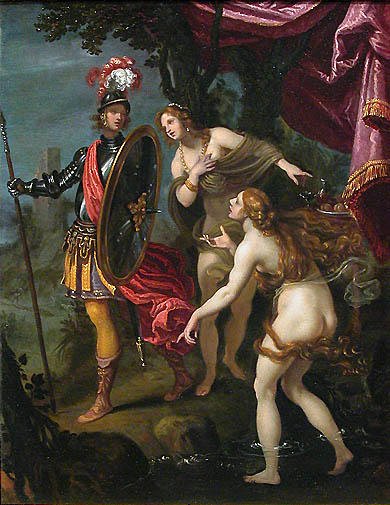 Carlo and Ubaldo are Delivered to Rinaldo, vintage artwork by Giovanni Biliverti, 12x8" (A4) Poster