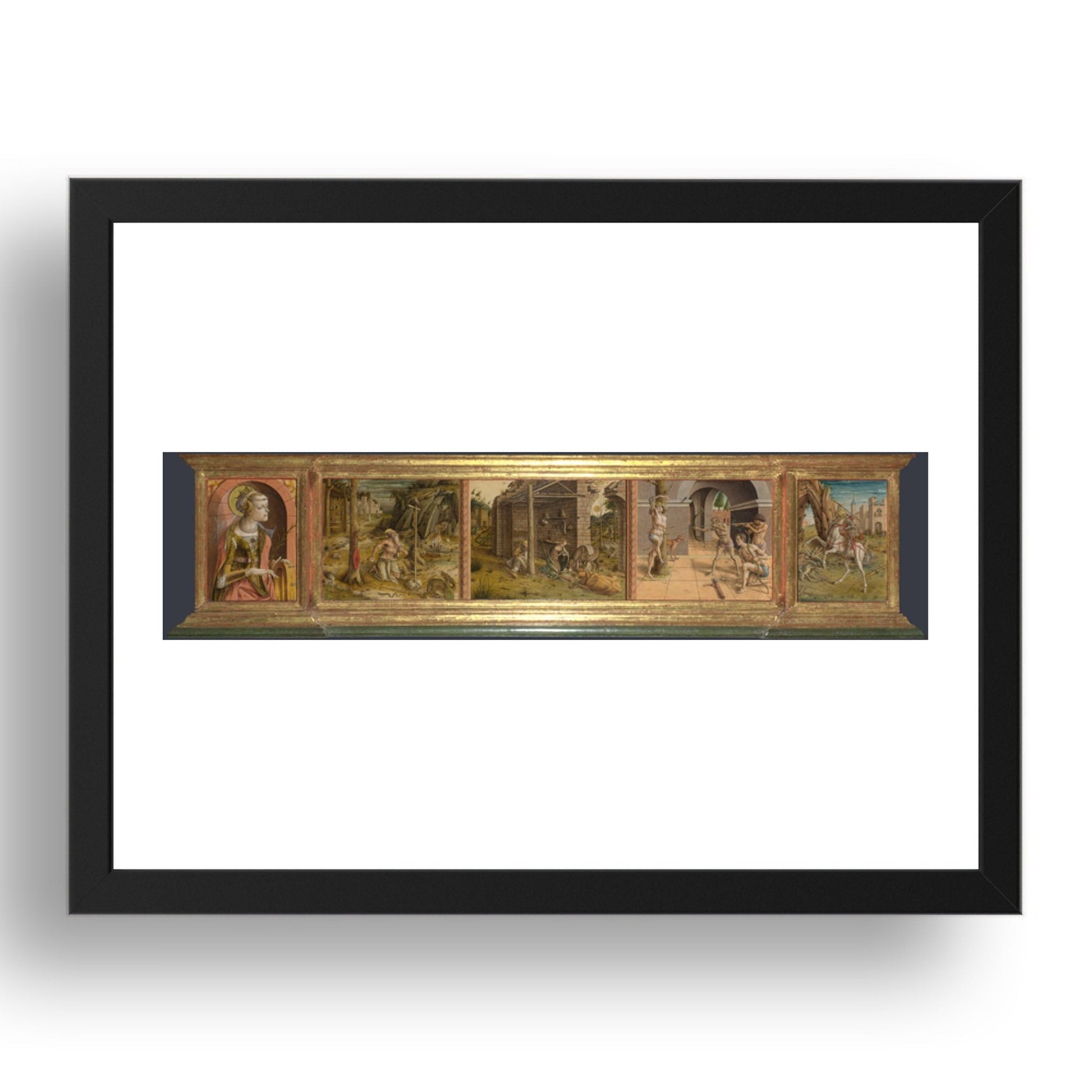 Carlo Crivelli: Predella of La Madonna della Rondine, Poster in 17x13"(A3) Frame