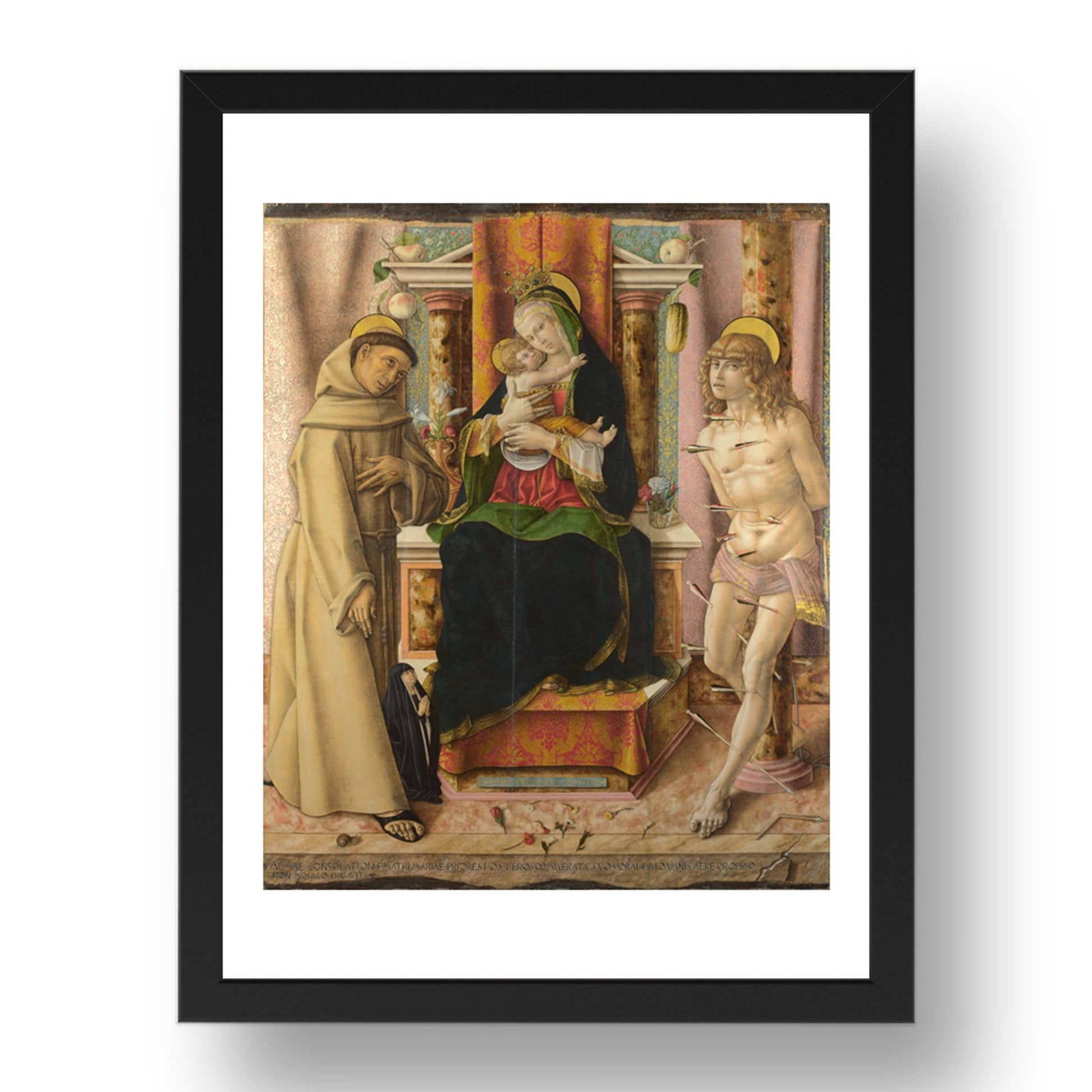 Carlo Crivelli: The Virgin and Child with Saints Francis and Sebastian, Poster in 17x13"(A3) Frame