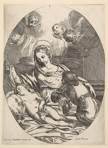 Carlo Maratti:Virgin and Child with St. Mary Magdalen , vintage artwork, 16x12"(A3) Poster Print