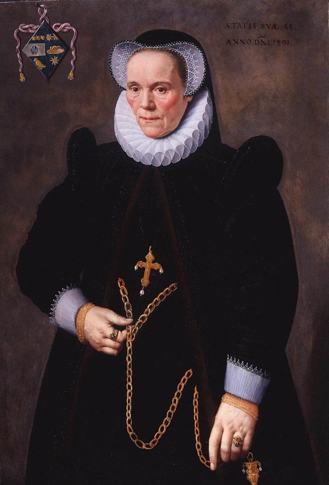 Catherine van Damme, Wife of François de Groote, vintage artwork by Frans Pourbus the Younger, 12x8" (A4) Poster