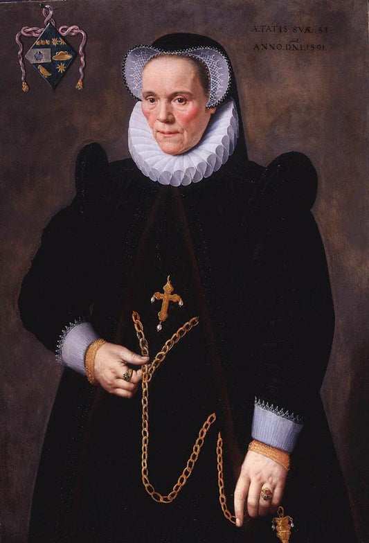 Catherine van Damme, Wife of François de Groote, vintage artwork by Frans Pourbus the Younger, 12x8" (A4) Poster