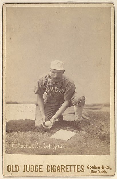:C.E. Hoover Catcher Chicago from the series Old Judge Cigarettes 1888, vintage artwork, 16x12"(A3) Poster Print