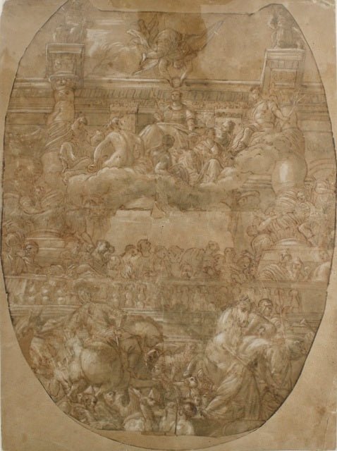 Ceiling in the Doge's Palace, vintage artwork by Veronese, A3 (16x12") Poster Print
