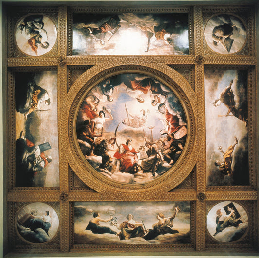 Ceiling painted for the Queen's House, Greenwich, vintage artwork by Orazio Gentileschi, A3 (16x12") Poster Print