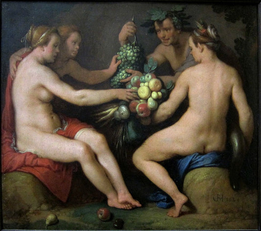Ceres, Bacchus, Venus and Cupid, vintage artwork by Cornelis van Haarlem, A3 (16x12") Poster Print