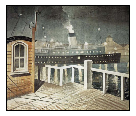 Channel Steamer Leaving Harbour, 1935 by Eric Ravilious, vintage art, A3 (16x12") Poster Print
