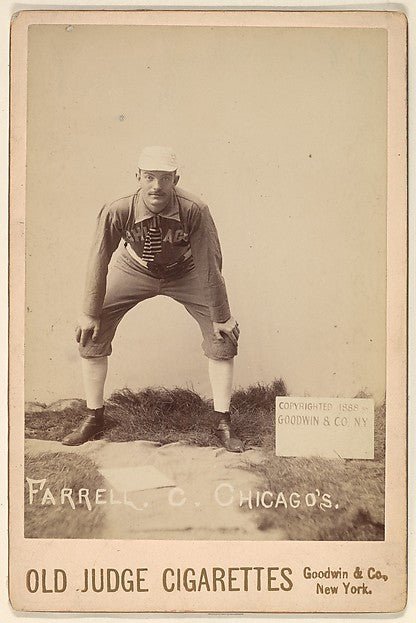 :Charles Andrew Farrell Catcher Chicago from the series Old Judge Cigarettes 1888, vintage artwork, 16x12"(A3) Poster Print
