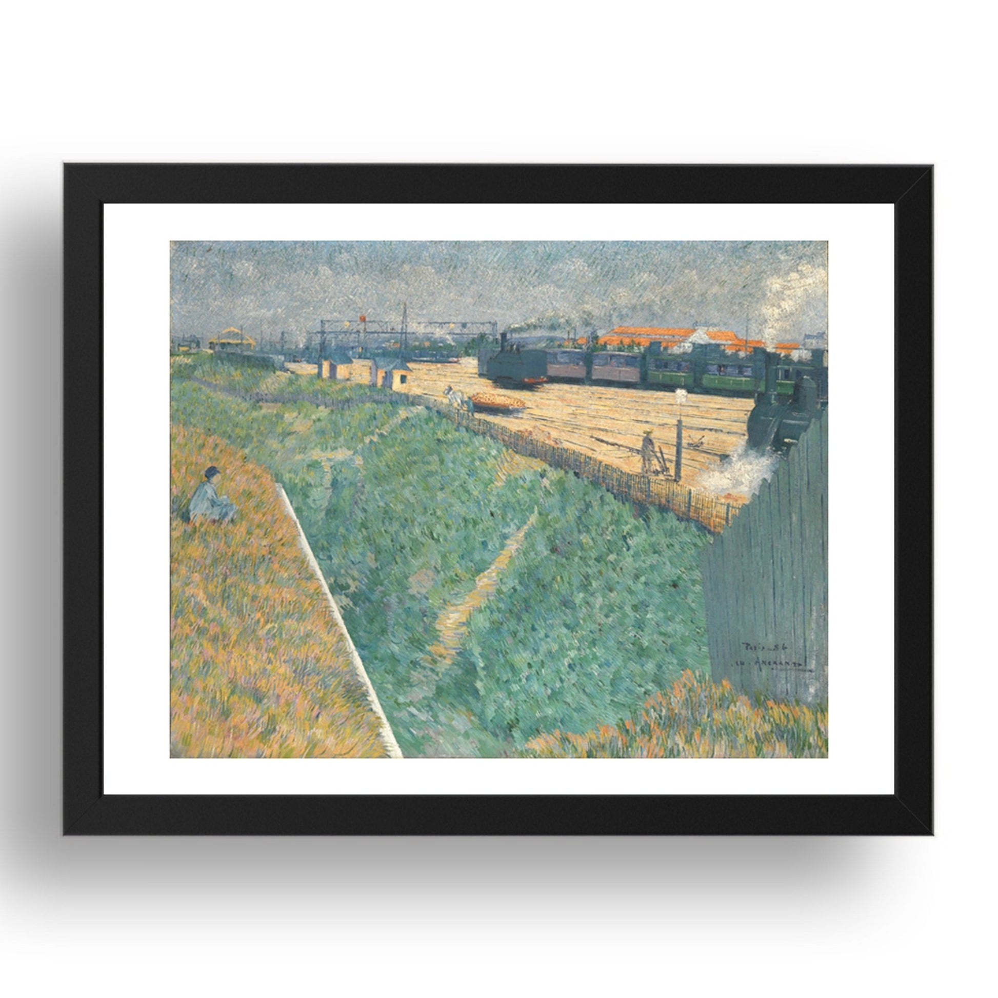 Charles Angrand: The Western Railway at its Exit from Paris, Poster in 17x13"(A3) Frame
