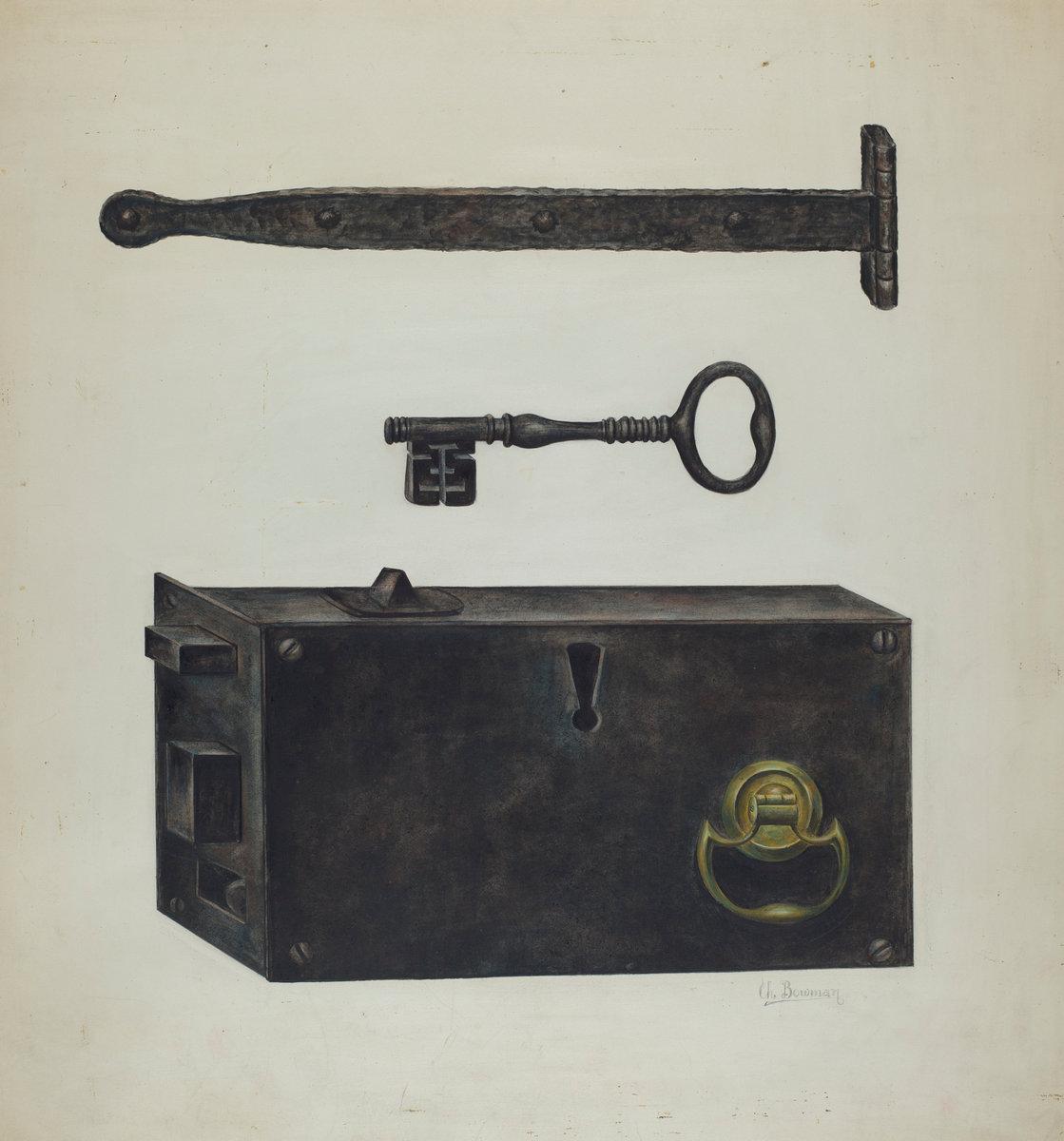 Charles Bowman:Lock, Key, Hinge,16x12"(A3) Poster