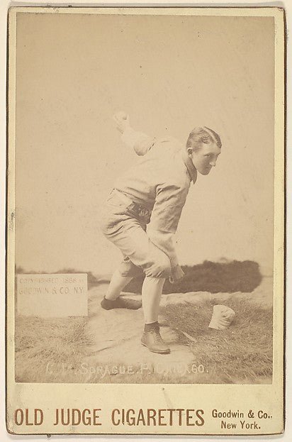 :Charlie Sprague Pitcher Chicago from the series Old Judge Cigarettes 1888, vintage artwork, 16x12"(A3) Poster Print