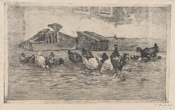 Chickens and Coops late 19th–early 20th cent-Willem de Zwart , vintage art, A3 (16x12") Poster Print