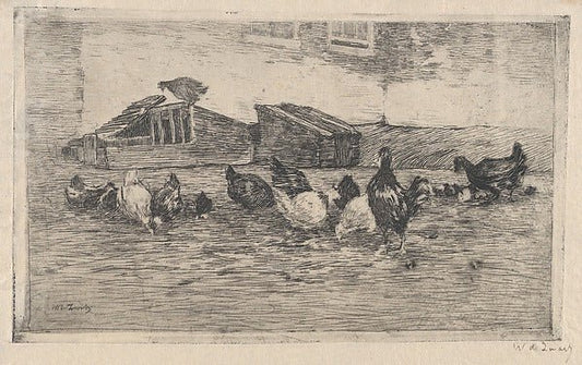Chickens and Coops late 19th–early 20th cent-Willem de Zwart , vintage art, A3 (16x12") Poster Print