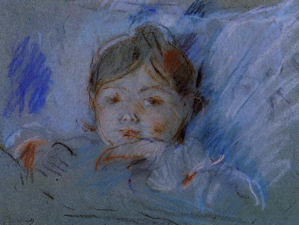 Child in Bed - 1884 - by Berthe Morisot, vintage art, modern poster print