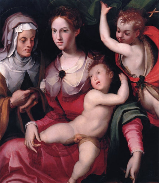 Child with St. Joh the Baptist and St. Anne, vintage artwork by Carlo Portelli da Loro, A3 (16x12") Poster Print
